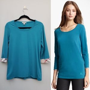 Burberry Brit Check Cuff Scoop Neck Tee